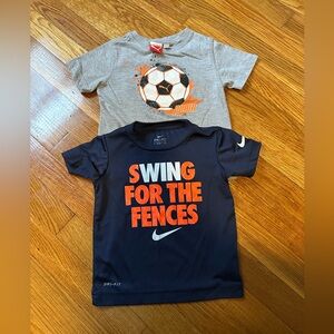Nike and Puma Kids Graphic T-Shirts - Navy and Gray